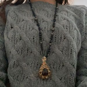 Alexis Bittar Gold black crystal pendant necklace